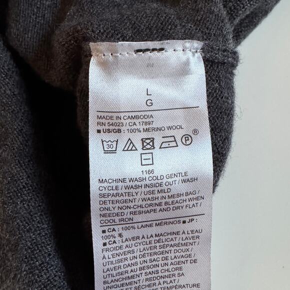 Banana Republic 100% Merino Wool Men's Charcoal Gray Turtleneck Sweater Large - Picture 6 of 9